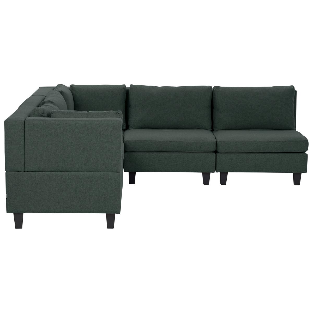ECKFSOFA Modul 5-Sitzer rechtsseitig Dunkelgrün Stoff Unstad - Schwarz/Grün, Textil (228/228cm) - Beliani