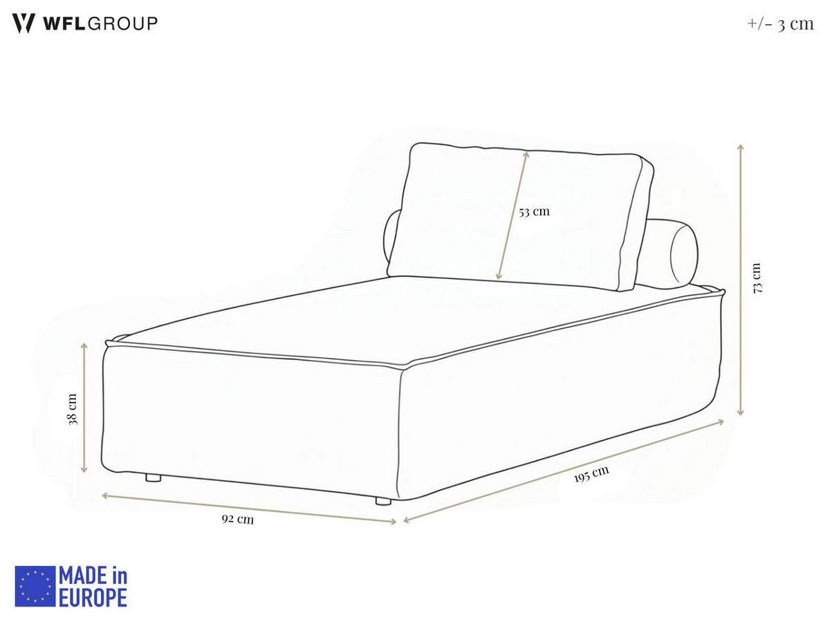 GARTENLIEGE Lorento Outdoor Polster-Relaxliege, Hellgrau Kunstleder 92/73/195 cm - Hellgrau, Textil (92/73/195cm) - WFL GROUP