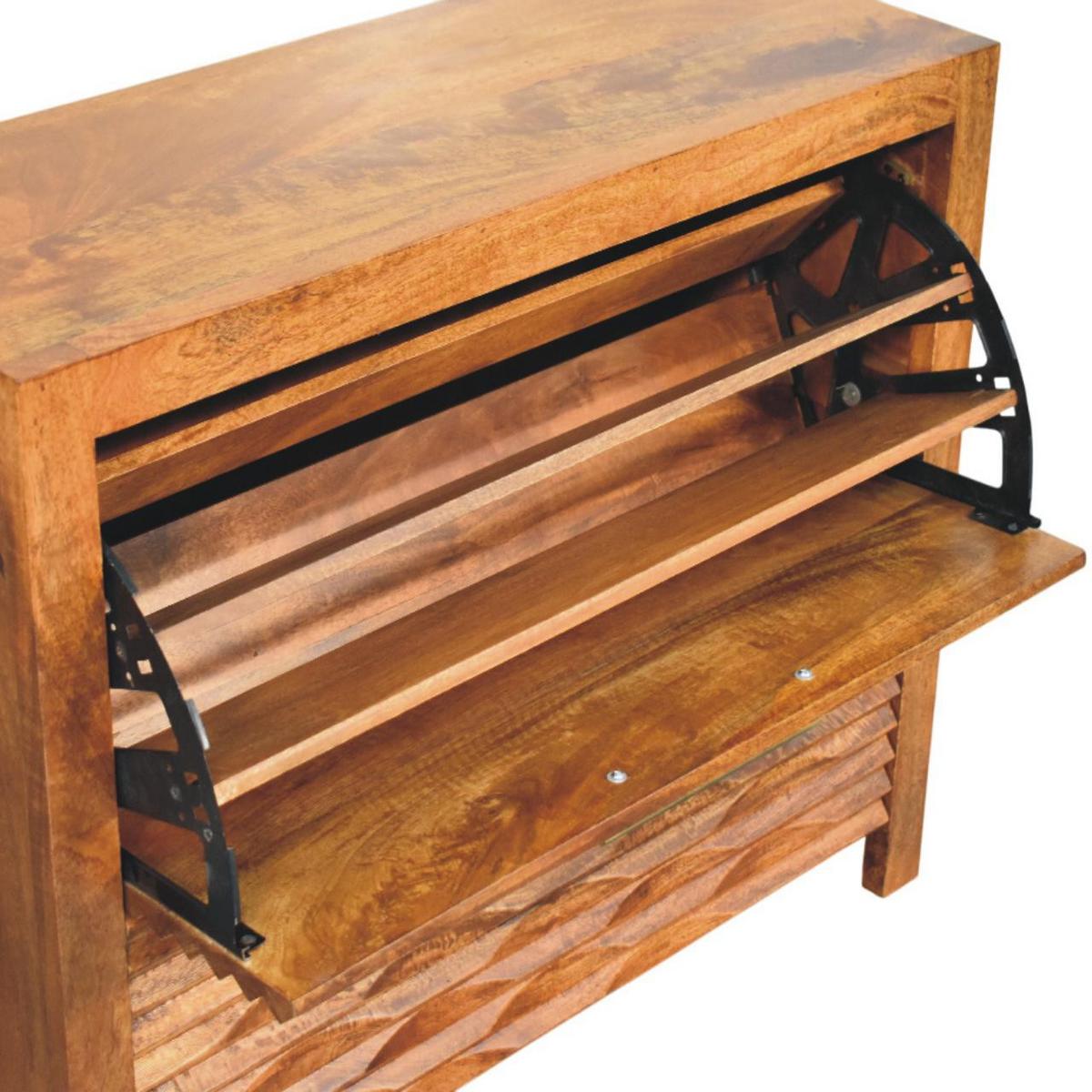 SITZBANK mit Amber-Eichen-Finish, Stauraum für Schuhe, hellbraun. - Hellbraun, Holz/Metall (90/73/35cm) - Artisan Furniture