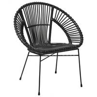 RATTANSTUHL Rattan Schwarz Sarita - Schwarz, Naturmaterialien/Metall (70/80/48cm) - Beliani