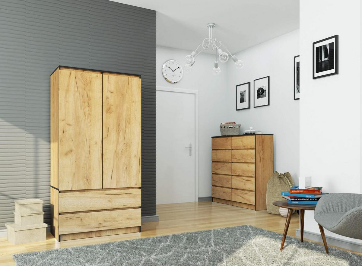 KLEIDERSCHRANK Eiche Craft 180/90/51 - Eiche San Remo, Holzwerkstoff (90/180/51cm) - RAUMHIRSCH FURNITURE