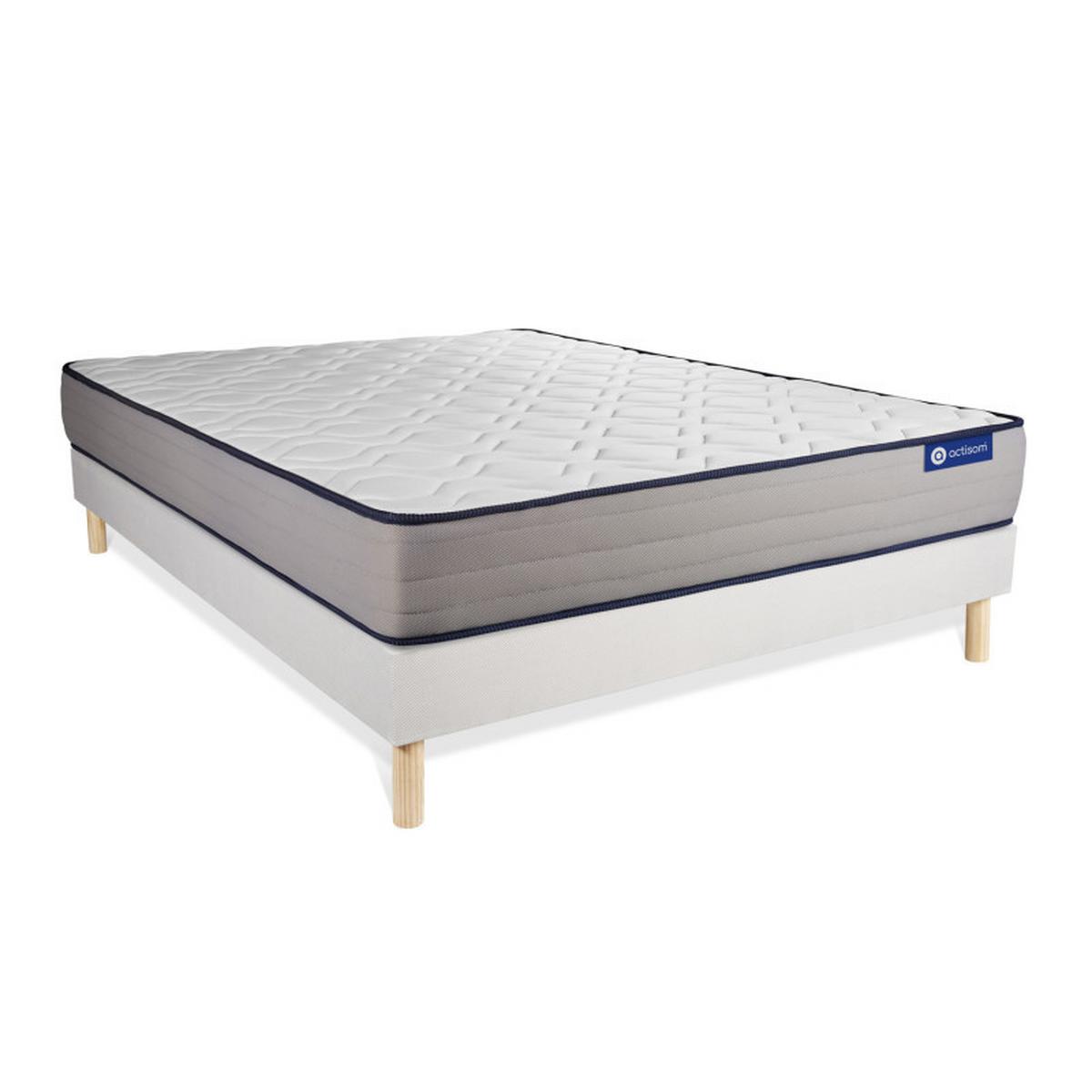 BETT Actilatex form Latex und Memory-Schaum 120 x 220 cm h3 - Kit Bettgestell Weiß - Beige/Weiß, Karton/Holz (120/220cm) - ACTISOM