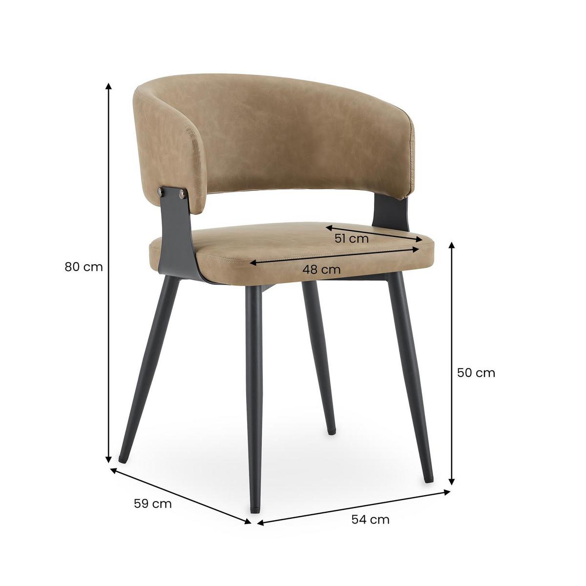 ESSZIMMERSTÜHLE PAVIA 2er-Set cappuccino - Kaschmir, Textil (54/80/59cm) - IDIMEX