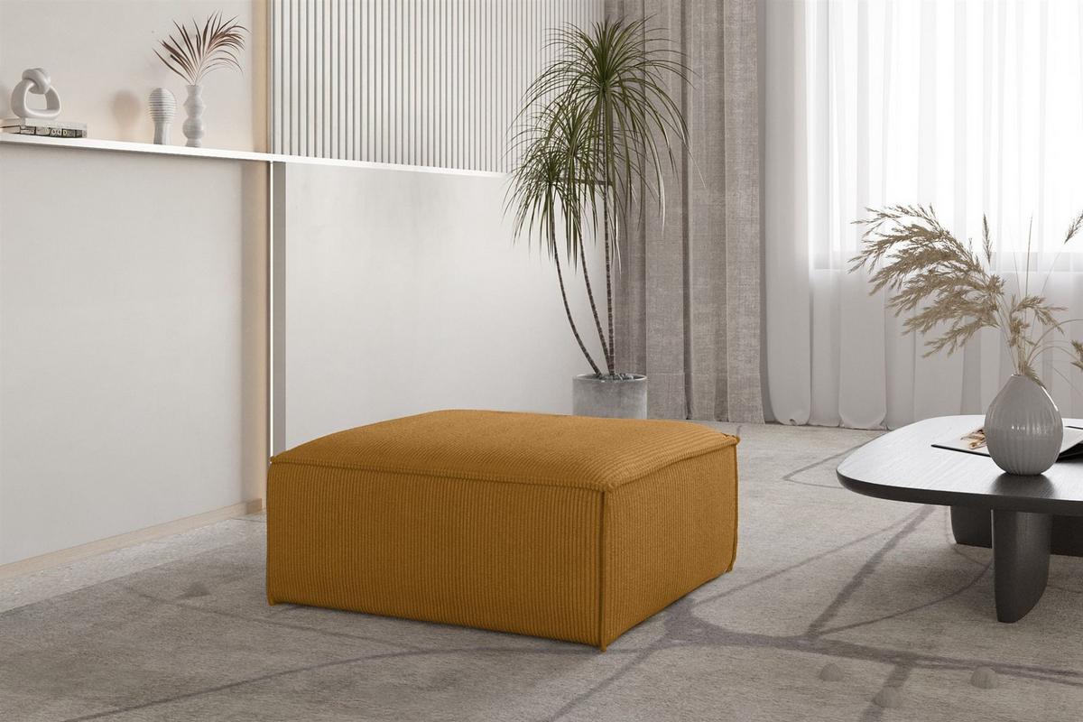 POLSTERHOCKER Celes Premium 85x85cm - Currygelb, Holzwerkstoff/Textil (85/40/85cm) - Fun Möbel