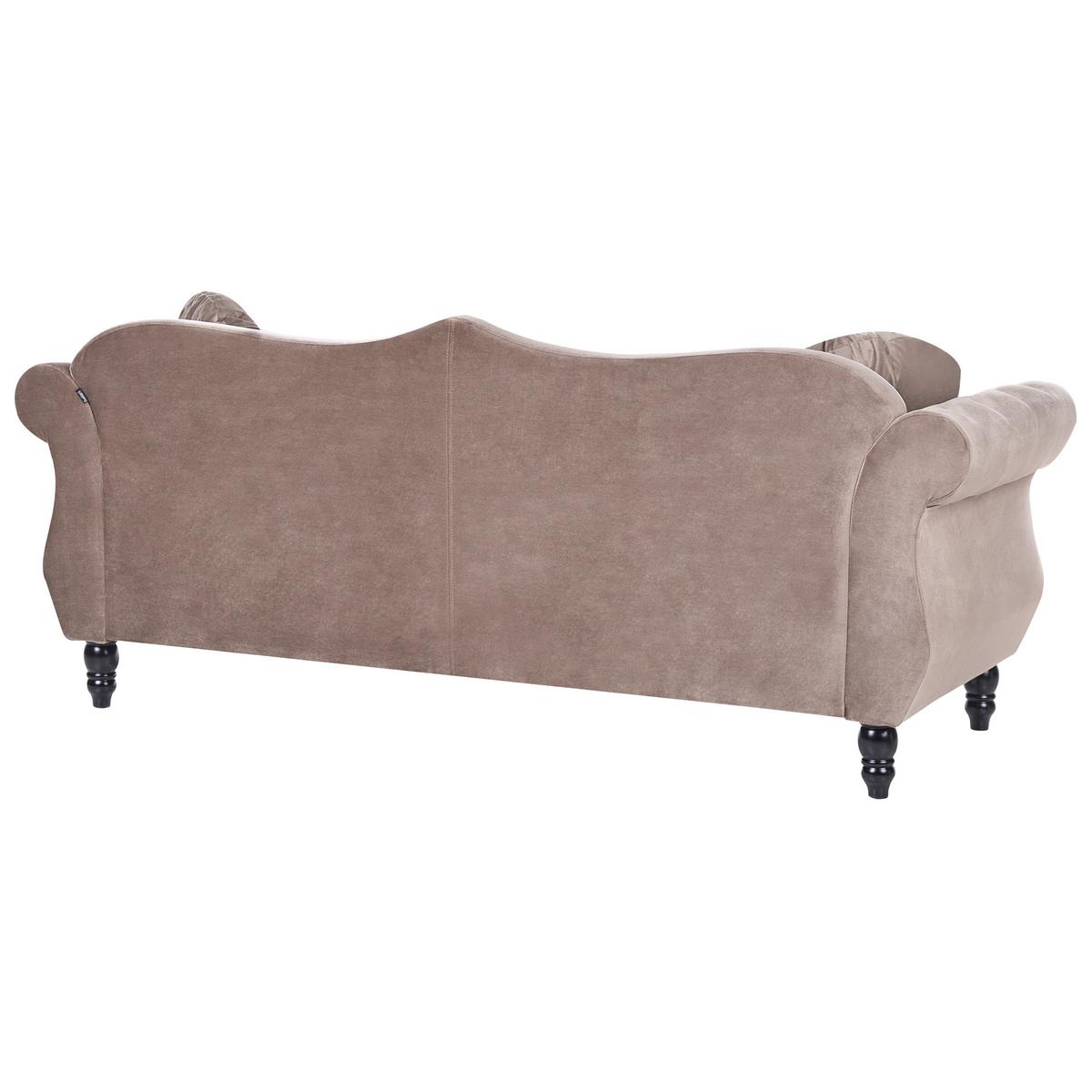 3-SITZER-SOFA Samtstoff Taupe Skien - Taupe, Textil (204/86/78cm) - Beliani