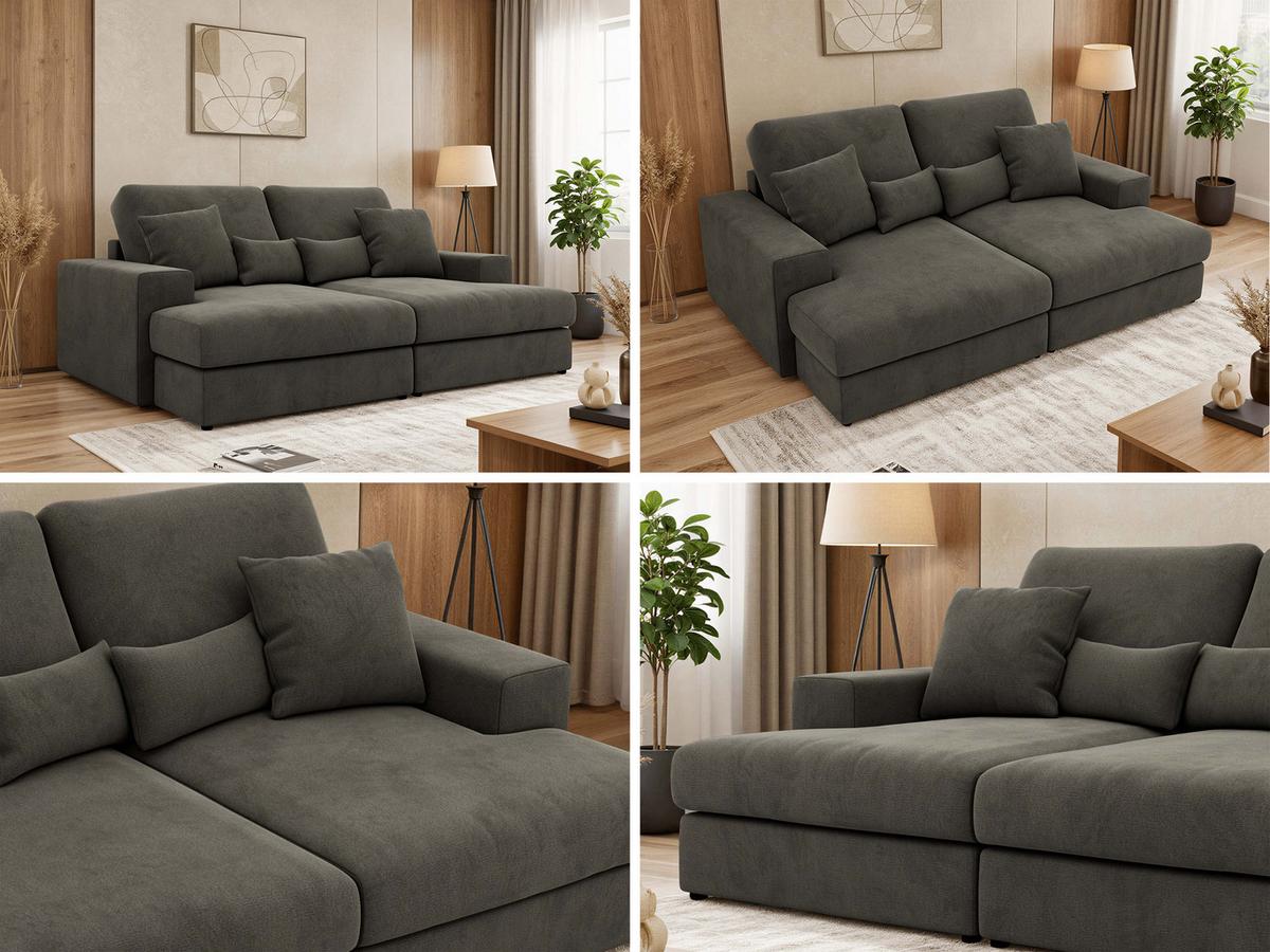 4-SITZER SOFA ANERA - Dunkelgrau Velvet - Dunkelgrau/Schwarz, Kunststoff/Textil (248/107/163cm) - MKS