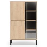 VITRINE Barnee 3-türig Eichenoptik, 92 cm - Beige/Schwarz, Holzwerkstoff/Metall (150/91.6/40cm) - Selsey