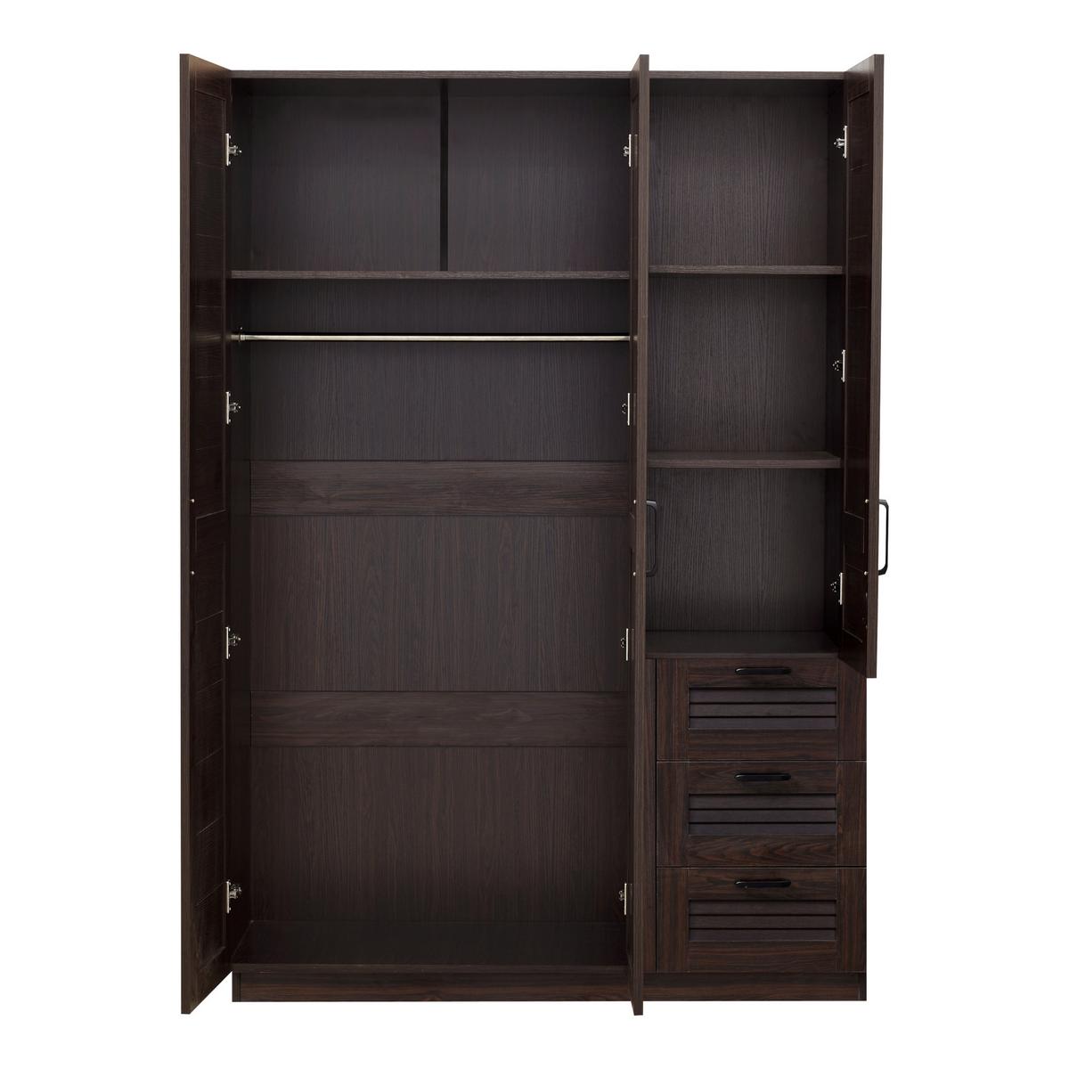 KLEIDERSCHRANK Finning - Walnussfarben, Holzwerkstoff (120/176/52cm) - [en.casa]