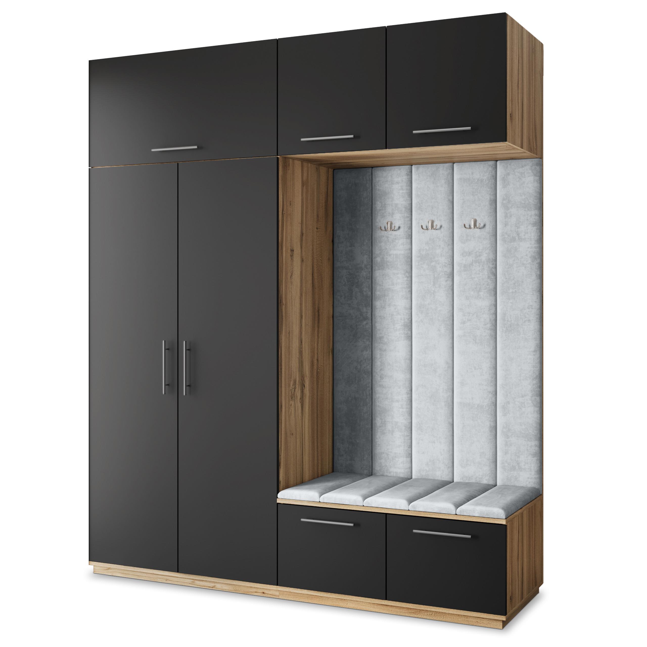 GARDEROBENSCHRANK REMA 200/240/60 cm Modern Eiche Wotan - Eiche Wotan/Hellgrau, Holzwerkstoff (200/240/60cm) - MASSENO