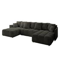 WOHNLANDSCHAFT LONLI-U 355x189x68 Schwarz Velours - Schwarz, Holzwerkstoff/Kunststoff (355/68/189cm) - ALTDECOR