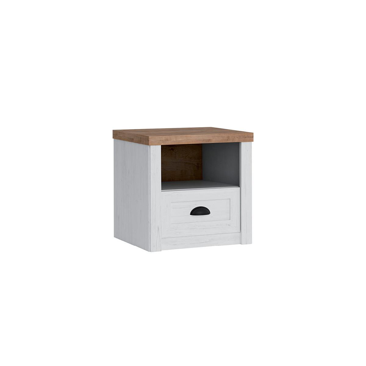 NACHTTISCH Léandre Weiß und Holz - Weiß, Holzwerkstoff (51.2/45.5/43.3cm) - Petits-meubles