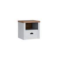 NACHTTISCH Léandre Weiß und Holz - Weiß, Holzwerkstoff (51.2/45.5/43.3cm) - Petits-meubles