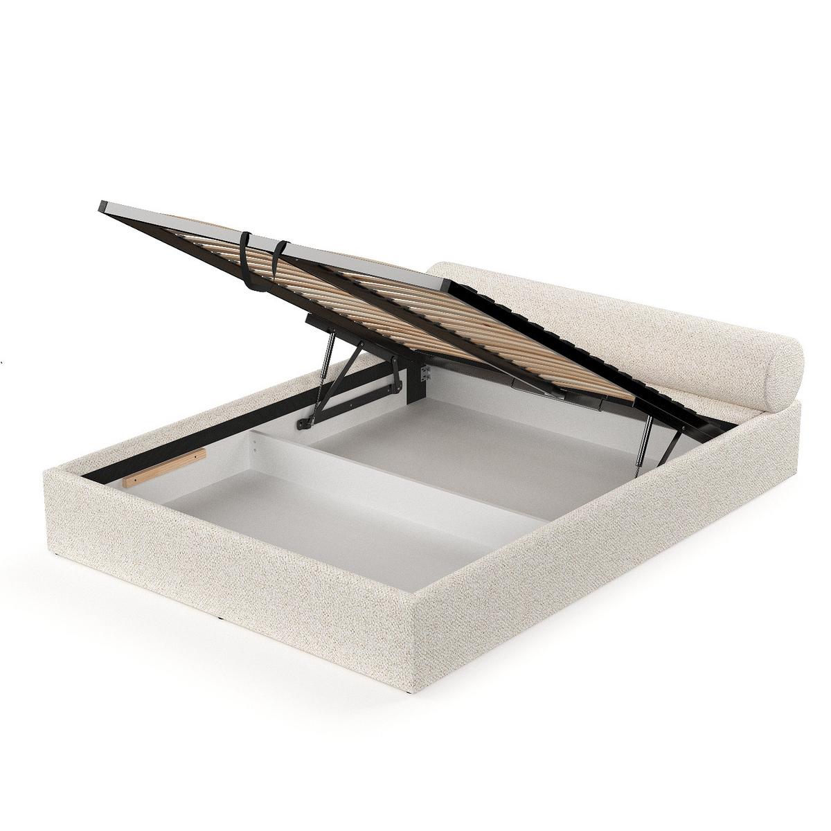 POLSTERBETT Solvo mit Stauraum 160/200 cm Creme im Blur Stoff - Creme/Schwarz, Holz/Holzwerkstoff (160/200cm) - AltaBeds