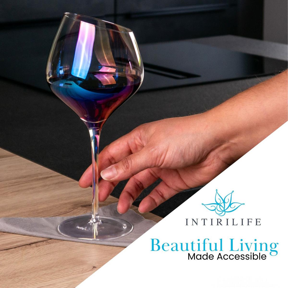 WEIN GLAS SET moderne Kante Regenbogen Schimmer 470 ml (6er-Set) - Transparent, Glas (0.47L) - Intirilife