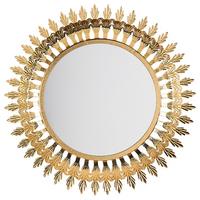 WANDSPIEGEL gold rund 60 cm Vorey - Goldfarben, Metall (60/60/4cm) - Beliani