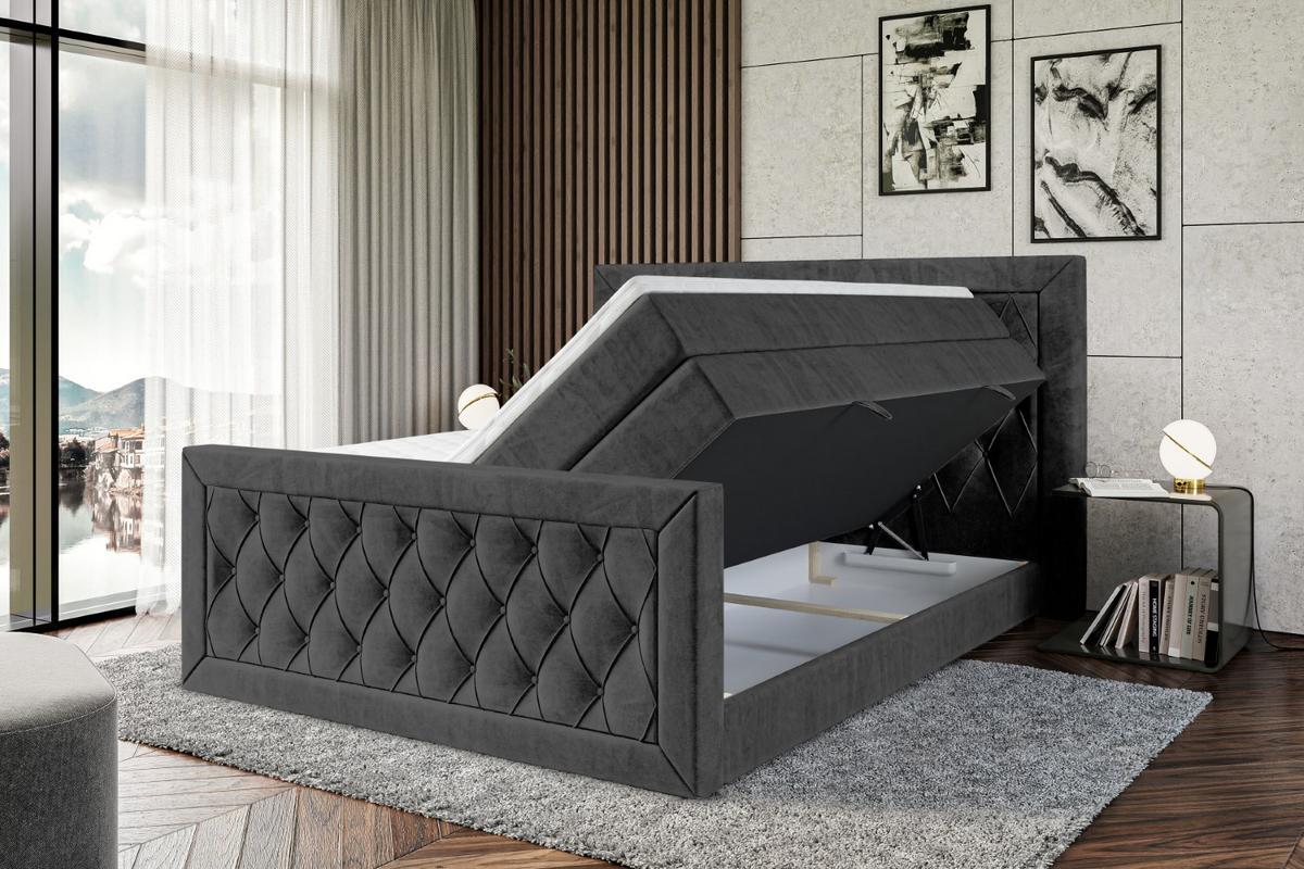 BOXSPRINGBETT NOEL-Z KING - 160 x 200 - H3/H4 - Schwarz - Schwarz, Holzwerkstoff (160/200cm) - ALTDECOR