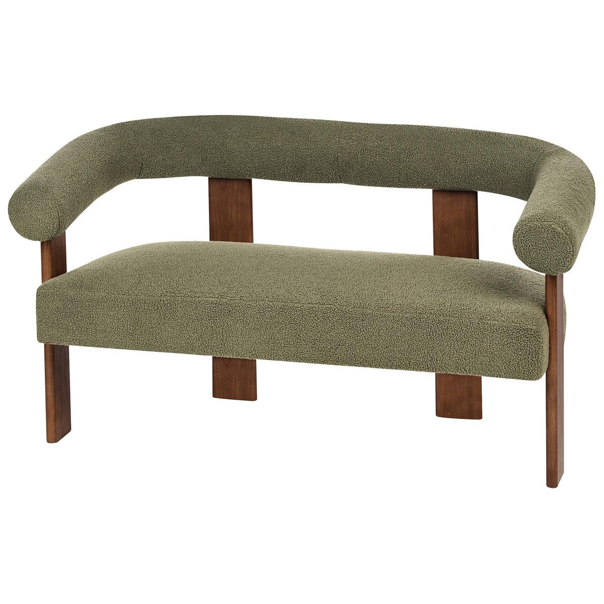 2-SITZER-SOFA Bouclé Grün/Dunkelbraun Ilbro - Braun/Grün, Textil (138/76/68cm) - Beliani