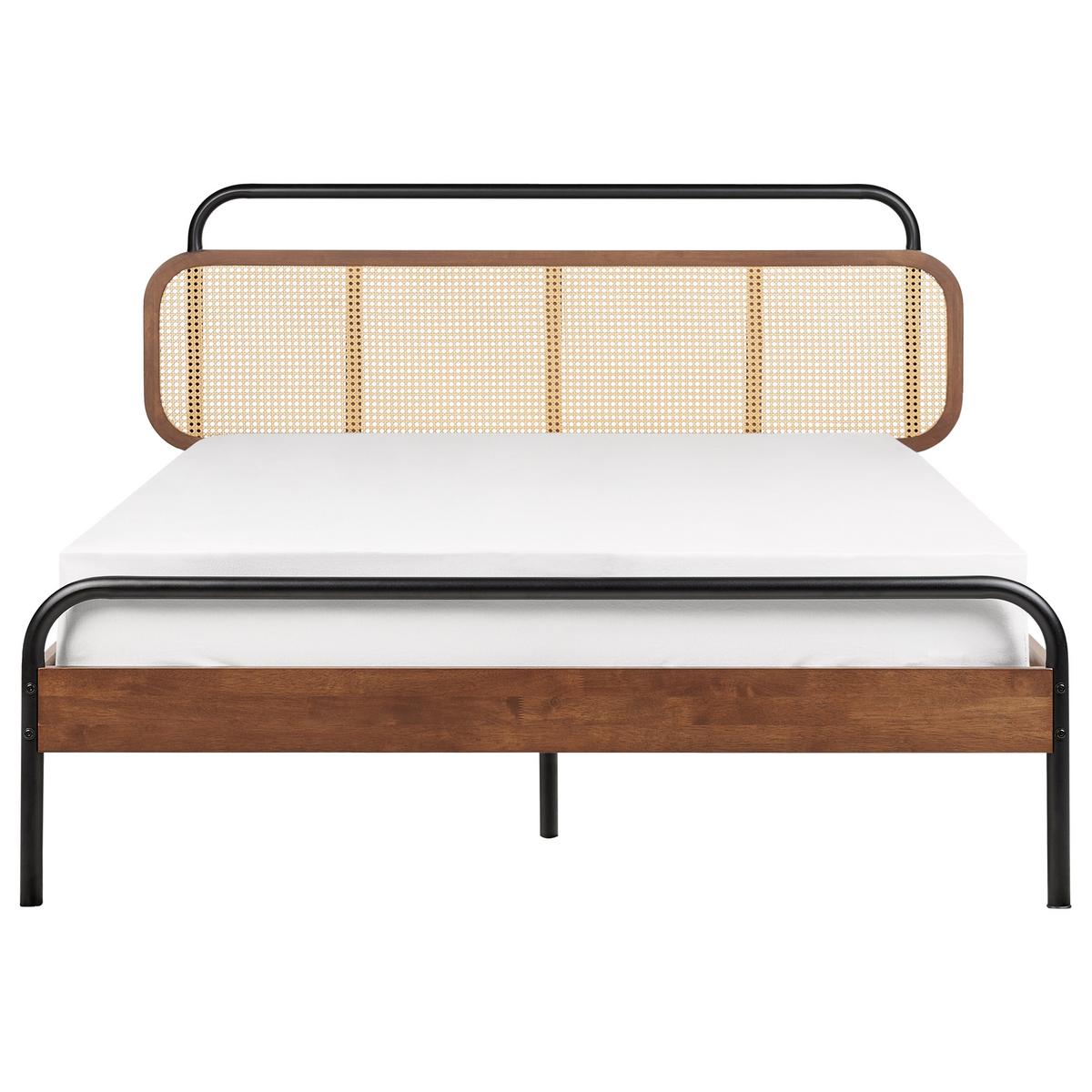 BETT mit Lattenrost 140/200 cm Gummibaumholz Dunkelbraun Boussicourt - Dunkelbraun, Holz (140/200cm) - Beliani