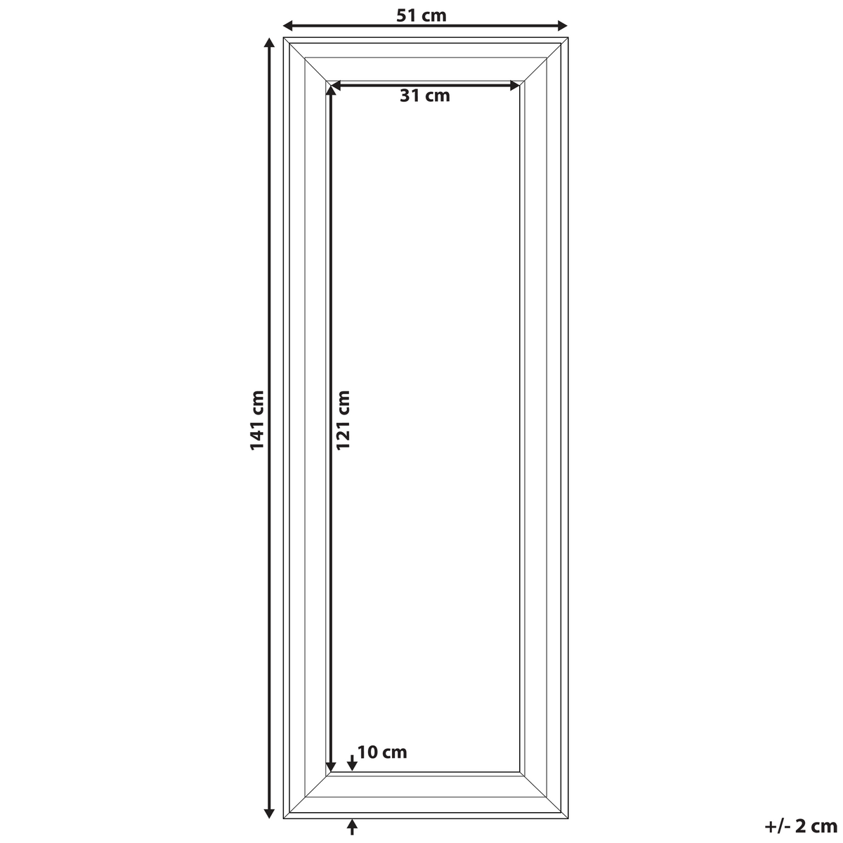 WANDSPIEGEL schwarz rechteckig 51/141 cm Lunel - Schwarz, Kunststoff (51/141/3cm) - Beliani