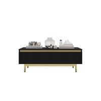 COUCHTISCH Selene Schwarz matt 109 cm mit Metallrahmen - Goldfarben/Schwarz, Holzwerkstoff/Metall (50/109/39cm) - Meble Lindner