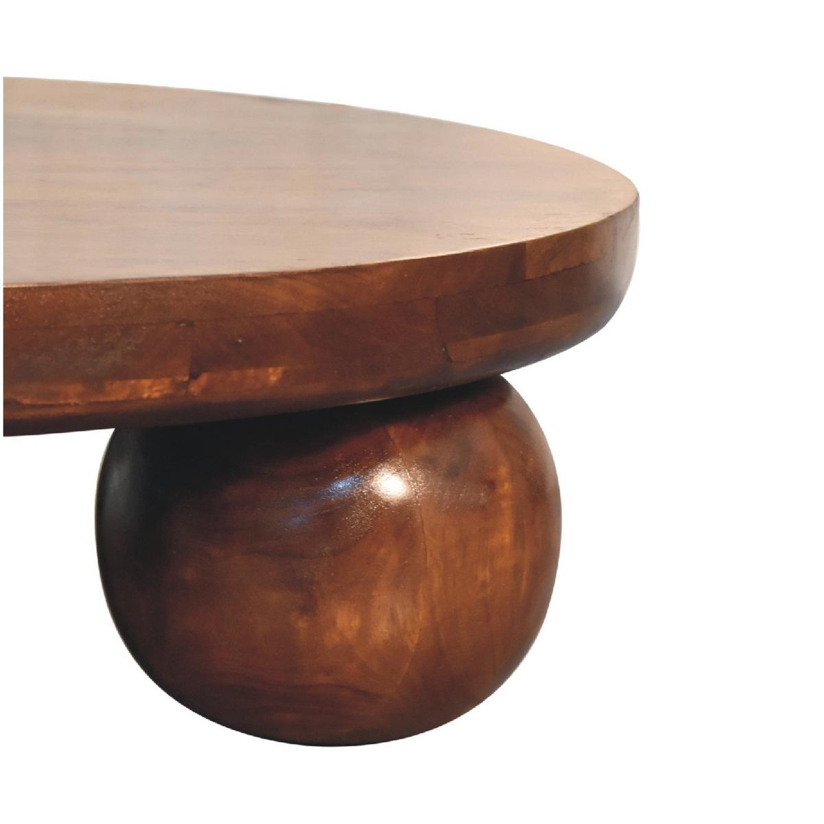 CENTRAL Ball Tisch im Kastanienholz-Finish - Kastanienfarben/Messingfarben, Holz/Metall (80/80/23cm) - Artisan Furniture