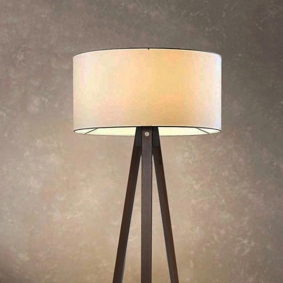STEHLEUCHTE Newport - Creme, Holzwerkstoff/Textil (38/38/140cm) - lux.pro