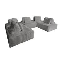 MODULSOFA WIOLO SOFT 5 MODULE 5 KISSEN Grau Cord - Schwarz/Grau, Kunststoff/Textil (333/84/222cm) - KAWOLA