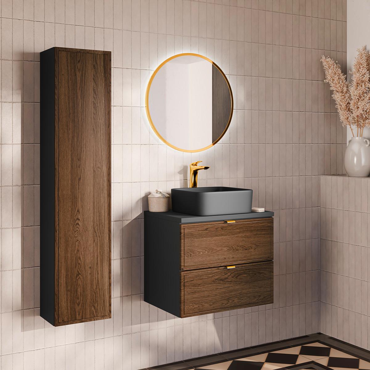 WASCHTISCH 60.2cm Elena Holz und Schwarz - Schwarz, Holzwerkstoff (60.2/52/46cm) - Petits-meubles