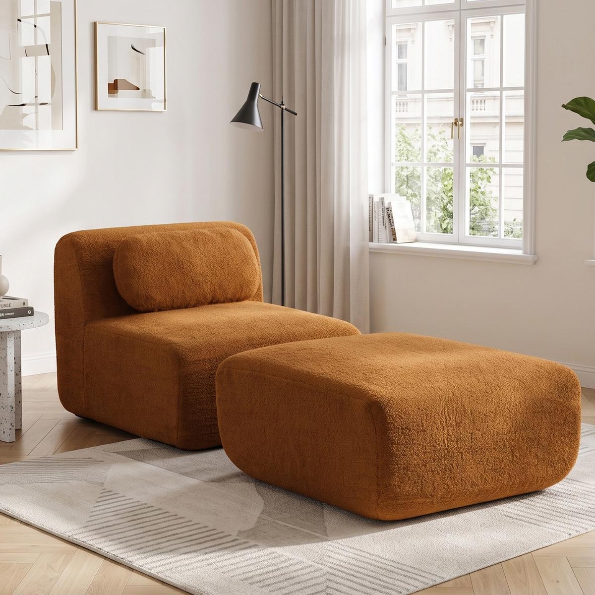 MODULARES SOFA Chenille Caramel 30D Schaumstoff Haustierfreundlich - Cognac, Textil (79/71/177cm) - Urban Meuble
