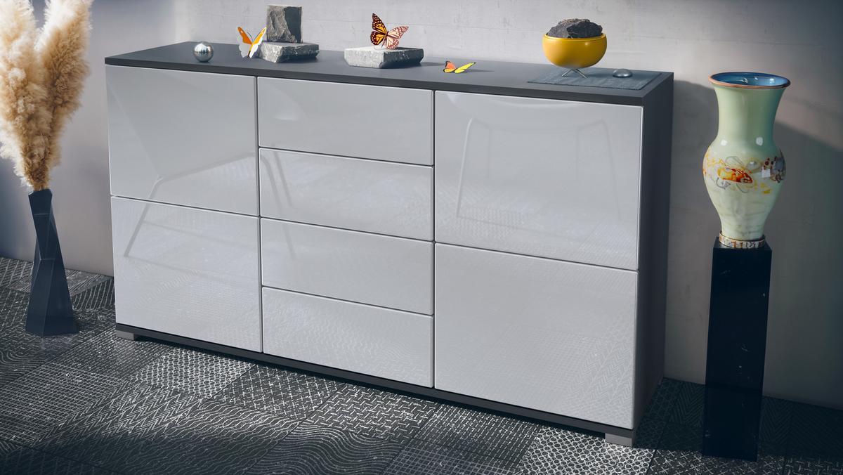 SIDEBOARD Rova Weiß Hochglanz - Weiß Hochglanz, Holzwerkstoff (138.5/75.5/35cm) - Vladon