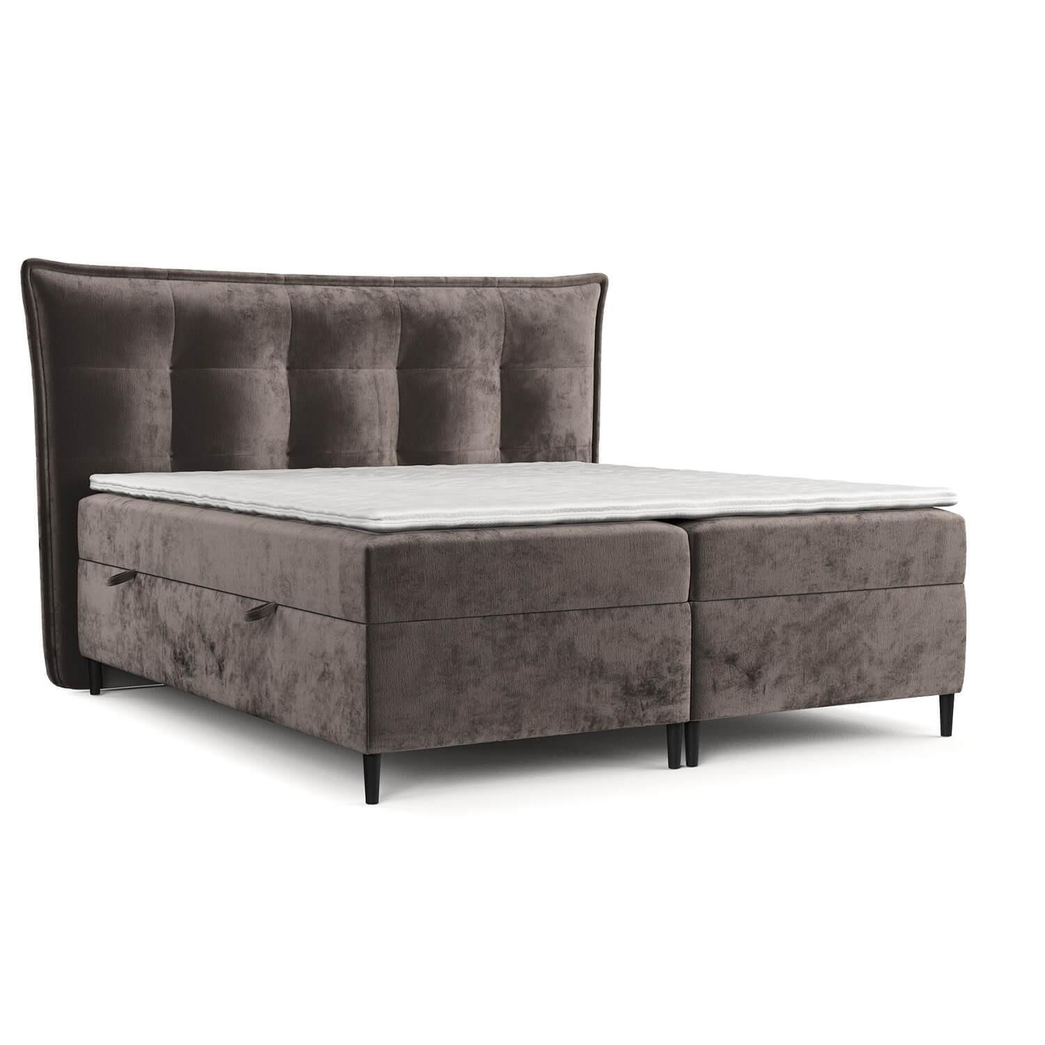 BOXBETT Las Palmas 200/200 cm Braun im Lotta Stoff - Schwarz/Braun, Holz/Holzwerkstoff (200/200cm) - AltaBeds