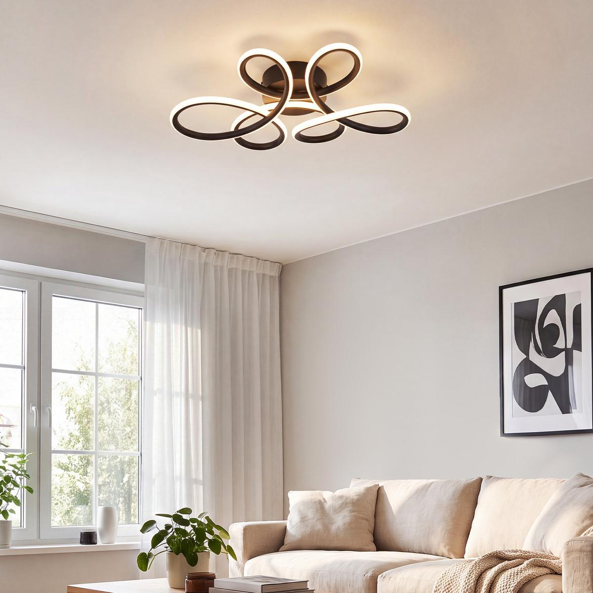 LED DECKENLEUCHTE Cyvith 36/25/8.5 cm - Schwarz, Kunststoff/Metall (36/25/8.5cm) - ZMH
