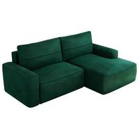 ECKSOFA BELLUNO L Dunkelgrün Velvet - Rechts - Dunkelgrün/Schwarz, Textil (233/144cm) - MKS