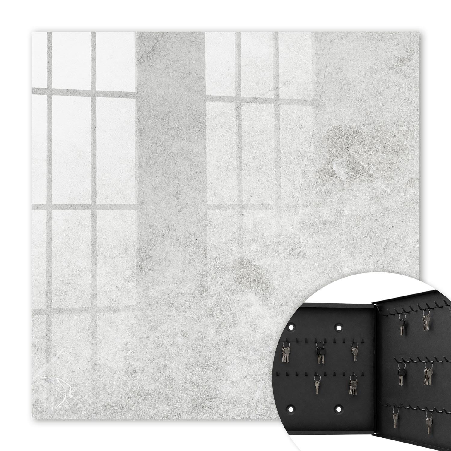 SCHLÜSSELBOX Schwarz 30x30 cm- Türöffnung nach rechts - Grauer Stein - Grau, Metall (30/30/5cm) - TULUP
