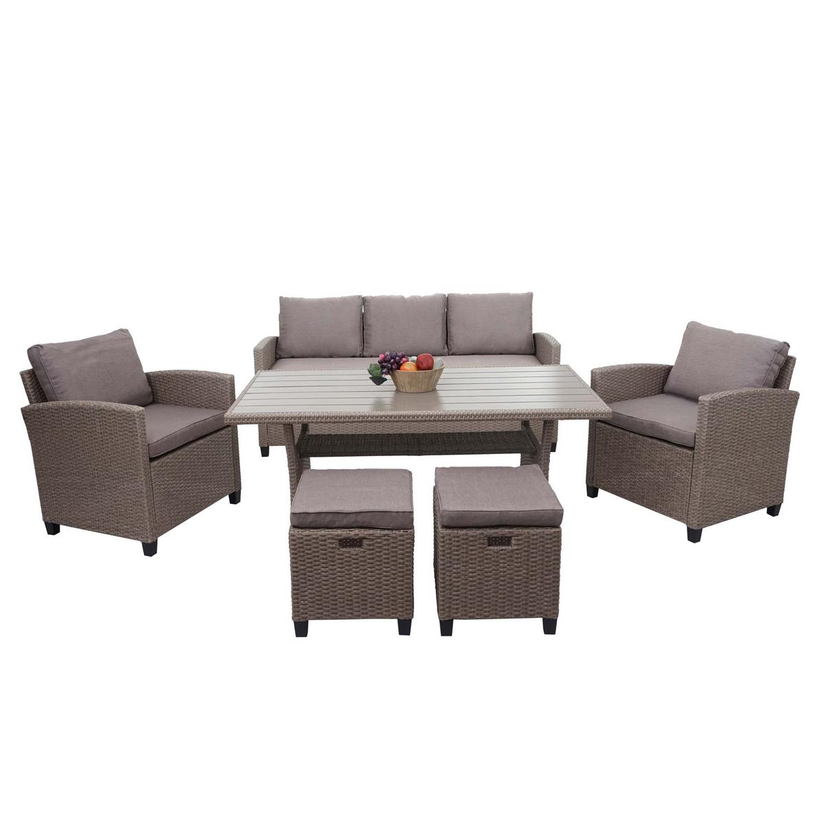 POLY-RATTAN GARNITUR Braun - Braun, Kunststoff - MCW