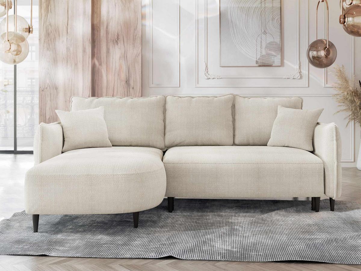 ECKSOFA Sycylia, Seite: Links - Creme/Schwarz, Holz/Textil (244/165cm) - MIRJAN24