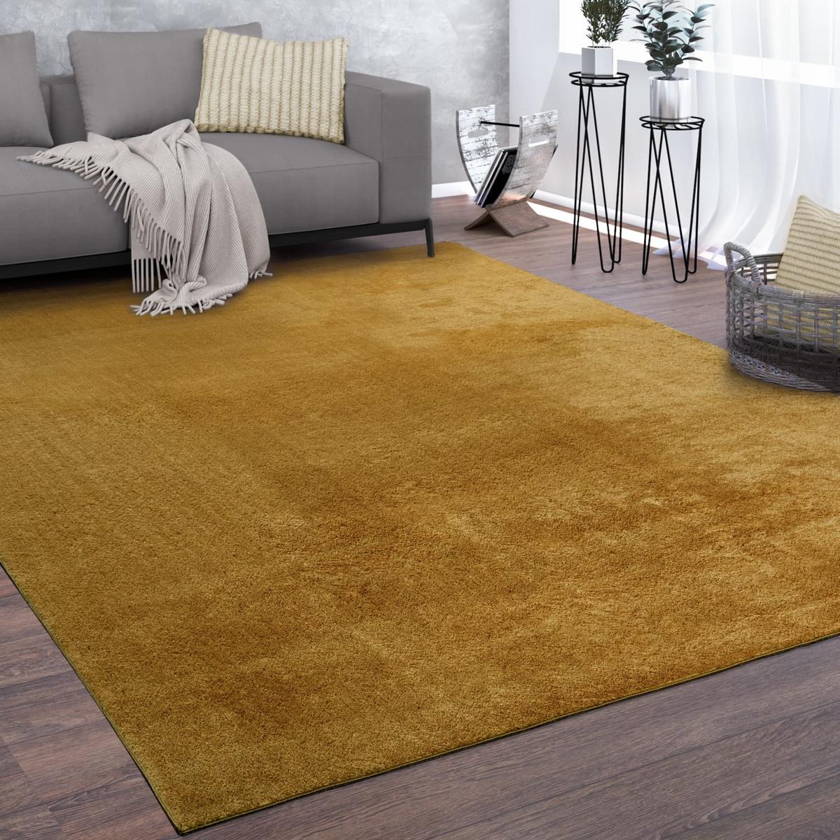 KURZFLORTEPPICH, einfarbig, Senf, 140 x 200 cm - Gelb, Textil (140/200cm) - KADIMA DESIGN