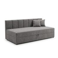 TAGESBETT Lenny mit Rückenlehne und großem Bettkasten aus Grau Chenille-Stoff - Schwarz/Grau, Holz/Kunststoff (90/200cm) - S-Style Möbel