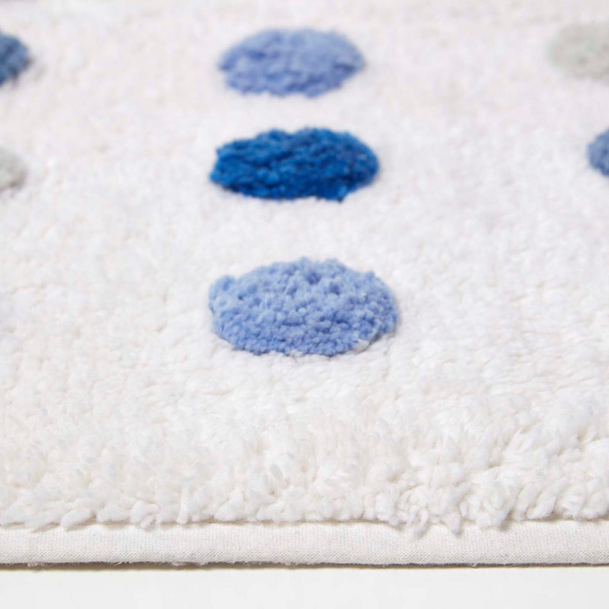 BADEMATTE Punkte 50/80 cm, Baumwolle - Blau, Textil (50/80cm) - Homescapes
