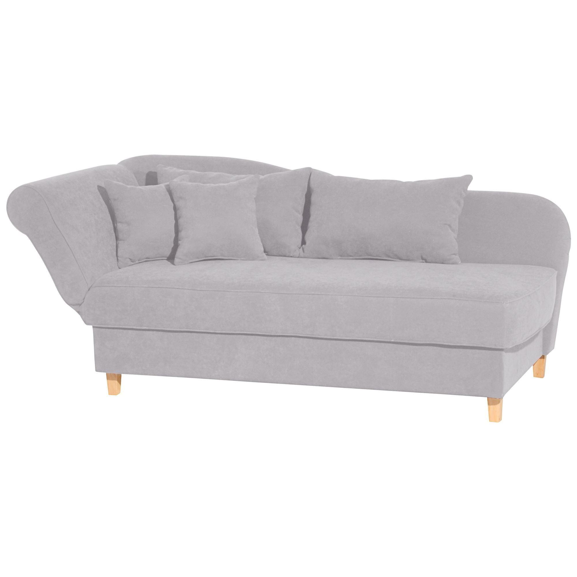 RECAMIERE mit Armteil links klappbar Katia Bezug Veloursstoff Buche natur / silber - Grau, Kunststoff (190/82/88cm) - 58aufmkessel