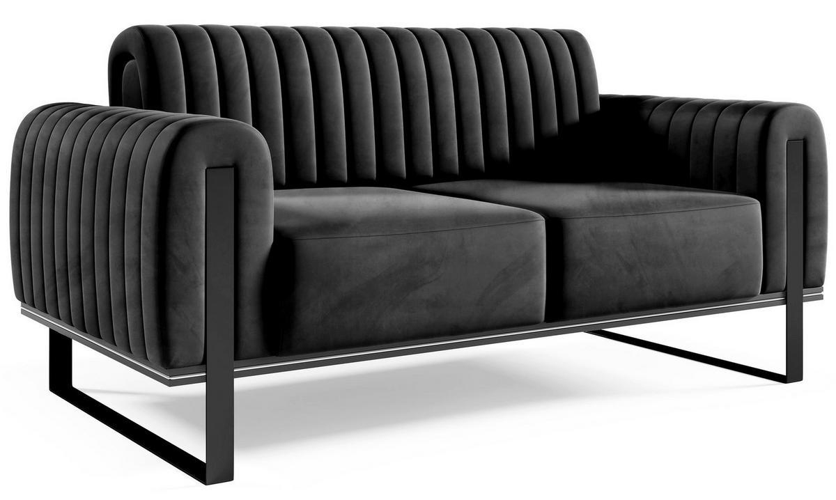 SOFA Parissa 164 cm - Schwarz, Textil/Metall (164/79/92cm) - Selsey