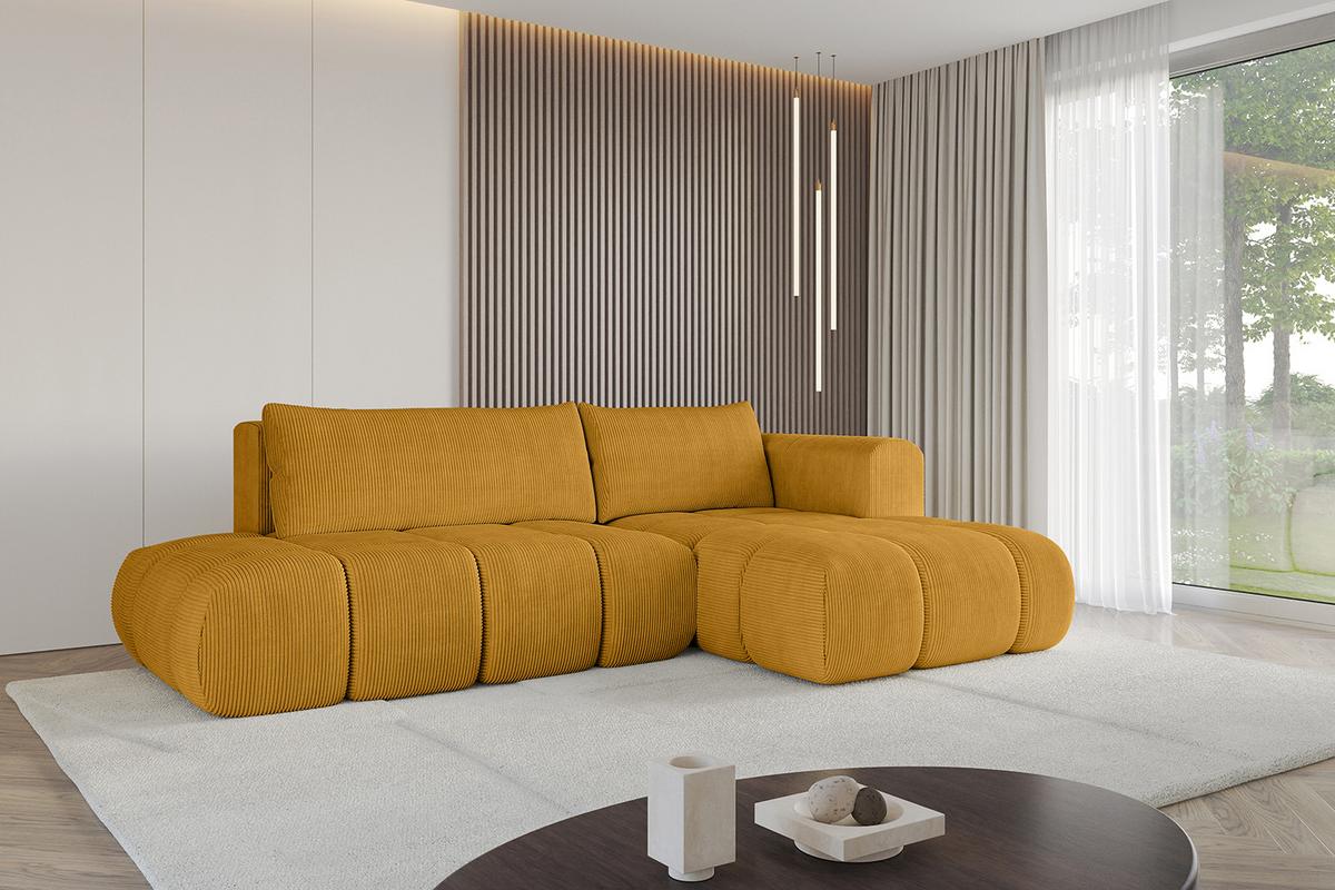 ECKSOFA Ottomane Rechts CLOUD-L 280x185x90 Senfgelb Cord - Currygelb, Holzwerkstoff/Kunststoff (185/280cm) - ALTDECOR