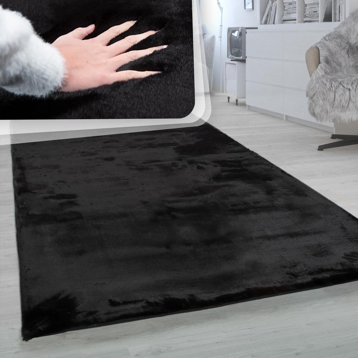 HOCHFLORTEPPICH, einfarbig, Schwarz, 80 x 150 cm - Schwarz, Textil (150/80cm) - KADIMA DESIGN