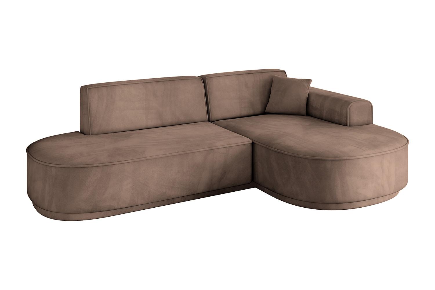 ECKSOFA Ottomane Rechts MARI-L1-v3 - 243x171x83 cm Braun Velours - Schwarz/Braun, Holzwerkstoff/Kunststoff (171/243cm) - ALTDECOR