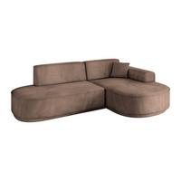 ECKSOFA Ottomane Rechts MARI-L1-v3 - 243x171x83 cm Braun Velours - Schwarz/Braun, Holzwerkstoff/Kunststoff (171/243cm) - ALTDECOR