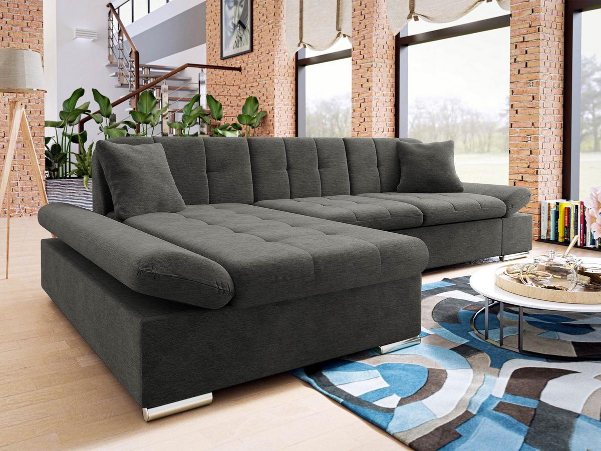 ECKSOFA Montana, Seite: Links - Silberfarben/Grau, Holz/Textil (278/161cm) - MIRJAN24