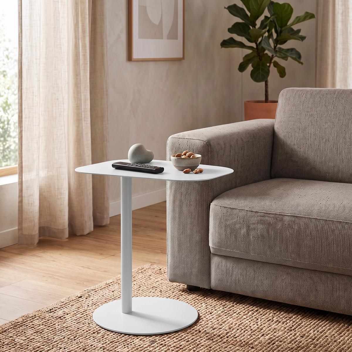 BEISTELLTISCH Nastätten - Weiß, Metall (38/50/50cm) - [en.casa]