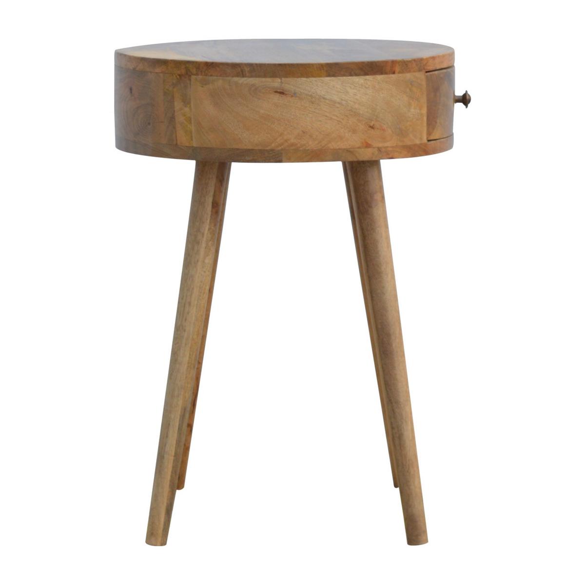 NACHTTISCH im Eichenholz-Finish, Rund geformter, 1 Schublade, Beige - Messingfarben/Braun, Holz/Metall (40/56/40cm) - Artisan Furniture