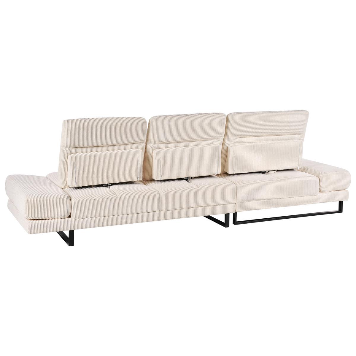 ECKSOFA 4-Sitzer Cord Beige rechtsseitig Ikast - Beige/Schwarz, Textil (320/214cm) - Beliani