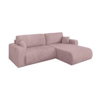 ECKSOFA mit Schlaffunktion Ottomane Rechts BERY-L 276x193x88 Rosa Cord - Schwarz/Rosa, Holzwerkstoff/Kunststoff (276/193cm) - ALTDECOR